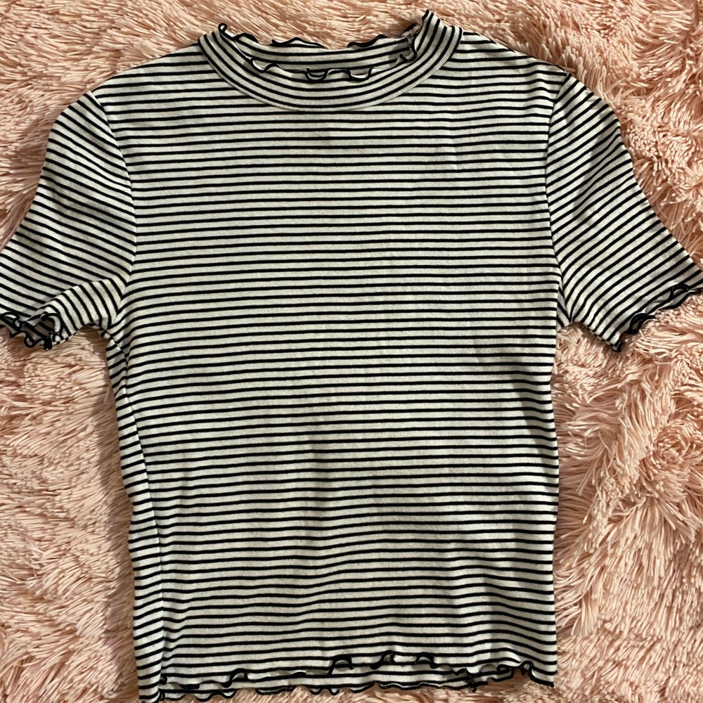 Forever 21 Cropped Striped Turtleneck